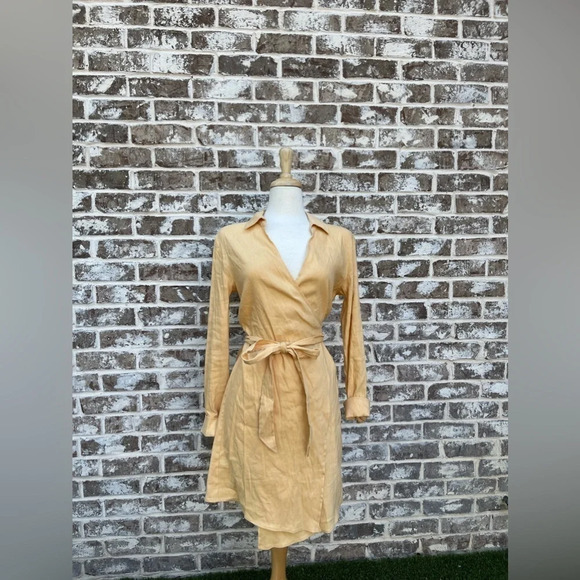 Monrow Linen Mini Dress Size Small Color Sand - Picture 7 of 10